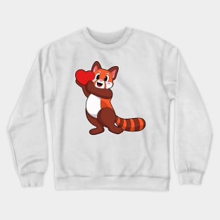 Red panda at Love with Heart Crewneck Sweatshirt